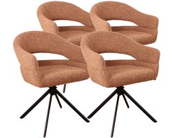 DS4U® - Bibi armstoel met terugdraaifunctie - Set van 4 - Roestbruin - Stof