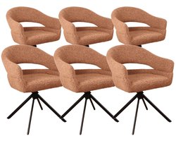 DS4U - - Bibi armstoel met terugdraaifunctie - Set van 6 - Roestbruin - Stof