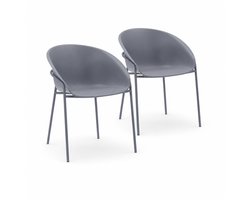 DS4U® - Ella stoel - Set van 2 - Grijs - Kunststof - Weerbestendig
