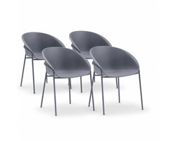 DS4U® - Ella stoel - Set van 4 - Grijs - Kunststof - Weerbestendig