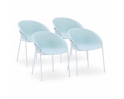 DS4U® - Ella stoel - Set van 4 - Lichtblauw - Kunststof - Weerbestendig