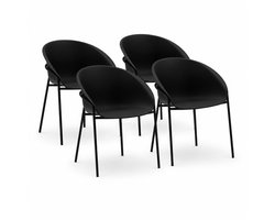 DS4U® - Ella stoel - Set van 4 - Zwart - Kunststof - Weerbestendig
