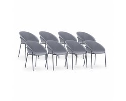 DS4U® - Ella stoel - Set van 8 - Grijs - Kunststof - Weerbestendig