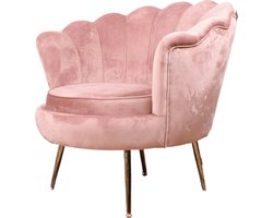 DS4U® fauteuil Feliz - stoel - lounge stoel - velvet - velours - fluweel - met armleuning - roze