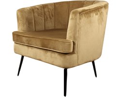DS4U® fauteuil Norah - sofa - velvet - velours - fluweel - stof - goud - goudkleurig onderstel - met armleuning