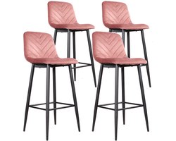 DS4U® - Gaby barkruk 75 cm - Set van 4 - Roze - Velvet