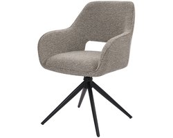 DS4U - Glenn Draaibare Eetkamerstoel Taupe – Armstoel met Pocketvering & 360° Draaifunctie