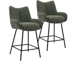 DS4U® - Ivan barkruk 65 cm - Set van 2 - Groen - Stof - Met armleuning