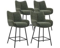 DS4U - - Ivan barkruk 65 cm - Set van 4 - Groen - Stof - Met armleuning