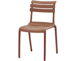 DS4U® Liam Tuinstoel Terracotta – Stapelbare Kunststof Terrasstoel Zonder Armleuningen – Compacte Buitenstoel voor Tuin, Balkon & Terras – Weerbestendig & Modern Design