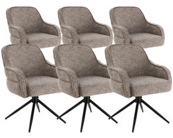 DS4U - - Loisa armstoel met terugdraaifunctie - Set van 6 - Taupe - Stof