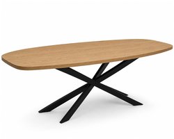 DS4U - Marcus kunststof deens ovale eettafel eiken 240 cm met zwart spinonderstel