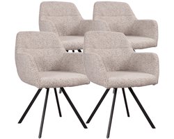DS4U - - Mats draaibare eetkamerstoel - Set van 4 - Taupe - Stof - Met armleuning
