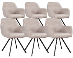 DS4U - - Mats draaibare eetkamerstoel - Set van 6 - Taupe - Stof - Met armleuning