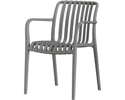 DS4U® Max Tuinstoel Grijs – Ergonomische Kunststof Terrasstoel – Comfortabele Buitenstoel voor Tuin & Balkon – Weerbestendig & Stijlvol Design