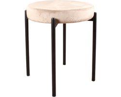 DS4U® Mika Velvet Kruk Champagne - Stijlvol, Uniek en Elegant - Heerlijk Zacht Velvet (100% Polyester) - Verkrijgbaar in Diverse Trendy Kleuren - Geschikt als Hocker en Stoel - Perfect voor Woonkamer, Slaapkamer, Eetkamer, Werkkamer of Hal