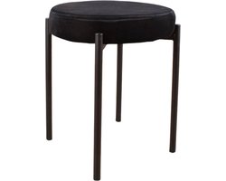 DS4U® Mika Velvet Kruk Zwart - Stijlvol, Uniek en Elegant - Heerlijk Zacht Velvet (100% Polyester) - Verkrijgbaar in Diverse Trendy Kleuren - Geschikt als Hocker en Stoel - Perfect voor Woonkamer, Slaapkamer, Eetkamer, Werkkamer of Hal