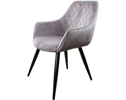 DS4U® Ravi eetkamerstoel 2.0 - kuipstoel - stoel - industrieel - met armleuning - velvet - velours - fluweel - stof - grijs