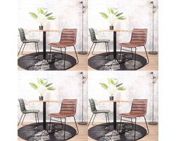 DS4U® san sebastian eetkamerstoel - industriële stoel - vintage donkerbruin - PU leer - metalen poten - set van 4