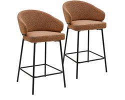 DS4U® - Sofia barkruk 65 cm - Set van 2 - Terracotta met zwarte poot - Stof