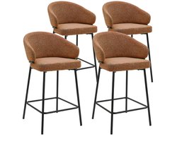 DS4U® - Sofia barkruk 65 cm - Set van 4 - Terracotta met zwarte poot - Stof