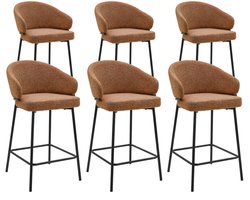 DS4U® - Sofia barkruk 65 cm - Set van 6 - Terracotta met zwarte poot - Stof