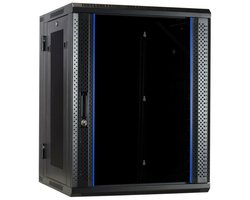 DSIT 15U wandkast (kantelbaar) met glazen deur en geperforeerde zijwanden 600x600x770mm (BxDxH) - serverbehuizing - serverrack - serverkast - 19 inch