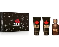 Dsquared² Wood pour Homme Giftset - 100 ml eau de toilette spray + 100 ml showergel + 100 ml aftershave balm - cadeauset voor heren