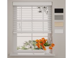 DTCH® Bamboe Houten Jaloezie - Easy Natural - 50 mm - White - 100 x 130 cm - Maten van 50 t/m 250 cm breed