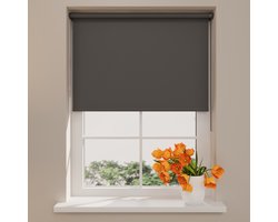 DTCH® Rolgordijn Verduisterend - Mini - Donker Grijs - 60 x 150 cm - Full Color - Rolgordijn zonder boren