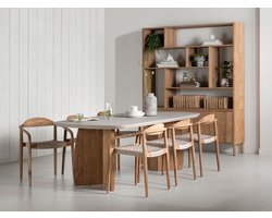 DTP Home Bookcase Apollo, 4 doors, 8 open racks,210x170x40 cm, recycled teakwood