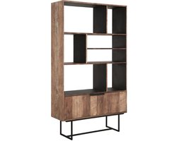 DTP Home Bookcase Odeon No.2, 2 doors, 7 open racks,210x120x40 cm, recycled teakwood