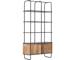 DTP Home Bookcase Soho, 2 doors, 4 open racks, mortex shelves,210x110x45 cm, recycled teakwood and mortex