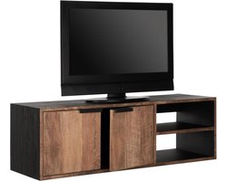 DTP Home Hanging TV stand Cosmo No.1 small, 2 doors, 2 open racks,40x125x40 cm, recycled teakwood