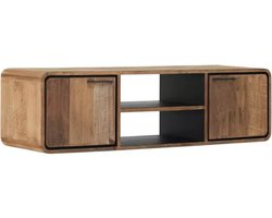 DTP Home Hanging TV stand Evo small, 2 doors, 2 open racks,40x145x40 cm, recycled teakwood