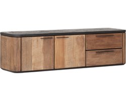 DTP Home Hanging TV stand Soho small, 2 doors, 2 drawers,42x150x40 cm, recycled teakwood and mortex