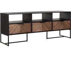DTP home tv meubel Criss Cross medium 60x150x40 cm - Gemixt hout - 3 laden - 3 open vakken - metaal