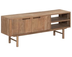 DTP Home TV stand Bliss No.2 small, 2 doors, 2 open racks,50x130x35 cm | TEAKWOOD top