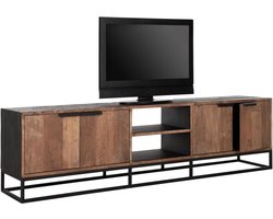 DTP Home TV stand Cosmo No.2 large, 4 doors, 2 open racks,55x205x40 cm, recycled teakwood