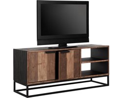 DTP Home TV stand Cosmo No.2 small, 2 doors, 2 open racks,55x125x40 cm, recycled teakwood
