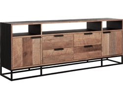 DTP Home TV stand Cosmo No.3 high, 2 doors, 4 drawers, 3 open racks,75x200x40 cm, recycled teakwood