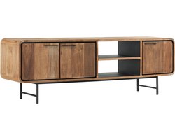 DTP Home TV stand Evo medium, 3 doors, 2 open racks,60x185x40 cm, recycled teakwood