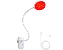 Dual-mode bureaulamp - Rood Licht Lamp - Bureaulamp - Leeslamp - USB oplaadbare clip-on boeklamp - Wit