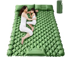 Dubbel Bed - Geïsoleerd Slaapmat met Voetpomp - Waterdicht - Voor 2 Personen - Slaapmat met Kussen voor Tent - Ultralicht - Luchtmatras voor Kamperen - Strand - Wandelen - Reizen