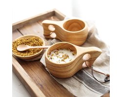 Dubbel Gat Houten KUKSA Waterbeker - Rubber Houten Koffiebeker van Hout - Handgemaakte Houten Beker met Twee Gaten