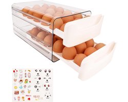 Dubbel Laags Plastic Eieren Opslagcontainer met Deksel - Koelkast Diepvries Ei Organizer Rek - Keuken Eierlade Dozen - 36 Ei Capaciteit Transportoplossing