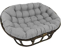Dubbel Papasan Kussen - Ovaal Stoelkussen - Buiten Ontspannen - Waterdicht en Ademend - 170 x 120 cm - Grijs