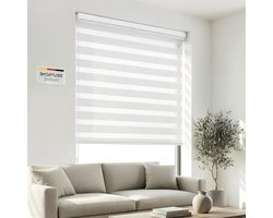 Dubbel rolgordijn - Duo rolgordijn - Privacy en zonwering - Afwisselend transparant en ondoorzichtig - 135 x 230cm - Wit