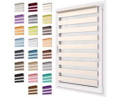 Dubbel Rolgordijn - Duo Rollo Klemmfix - Raamdecoratie - Zonder Boren - 33x150 cm - Beige