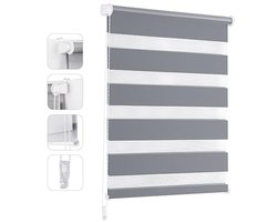 Dubbel rolgordijn Klemmfix zonder boren - Verduisterend - 60 x 130 cm - Grijs - Voor reguliere ramen